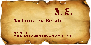Martiniczky Romulusz névjegykártya